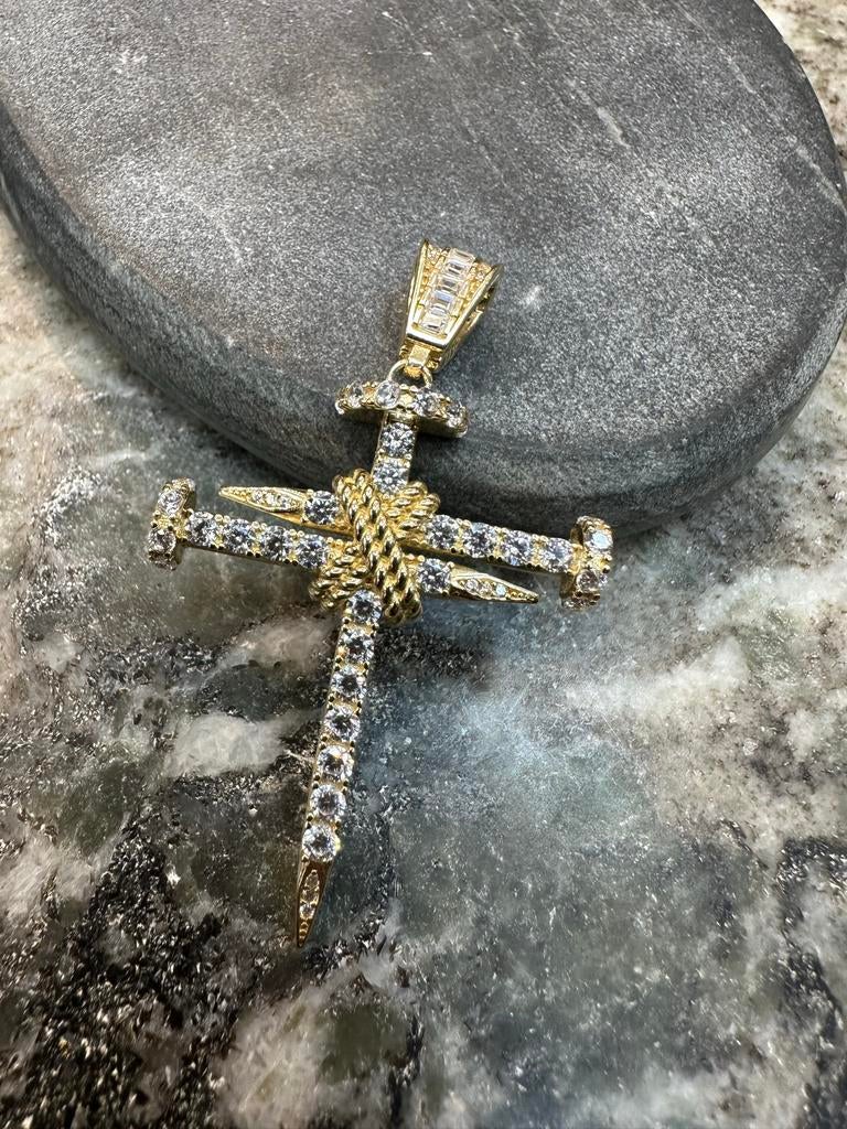 14k Gouden Kruishanger met Zirkonia, Nieuw, Ophalen of Verzenden, Goud, Kruis of Symbool