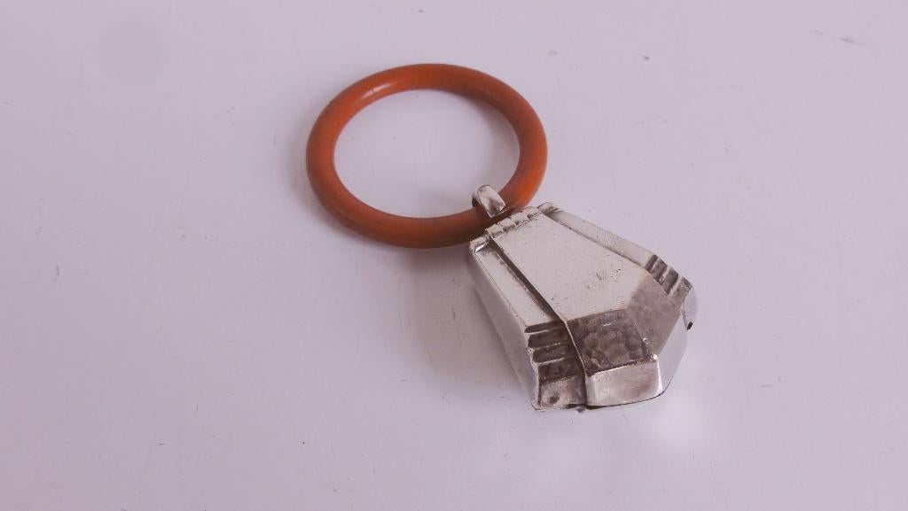 Bijtring, rammelaar, antiek verzilverd, Antiek en Kunst, Antiek | Goud en Zilver, Ophalen of Verzenden, Zilver