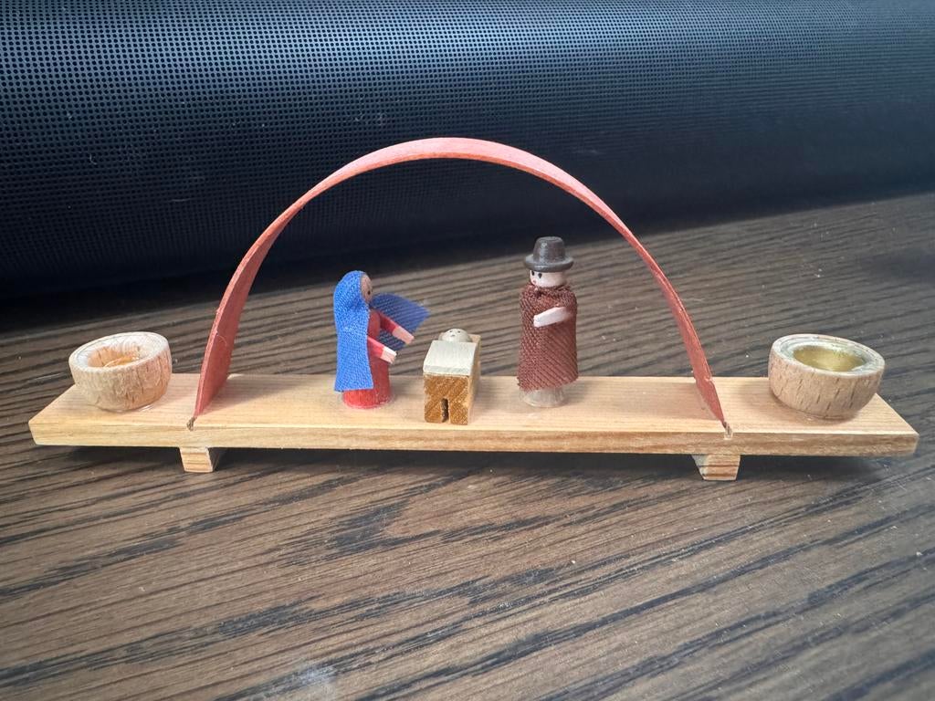 Erzgebirge kandelaar kerst stal jozef en maria, Diversen, Ophalen of Verzenden, Gebruikt