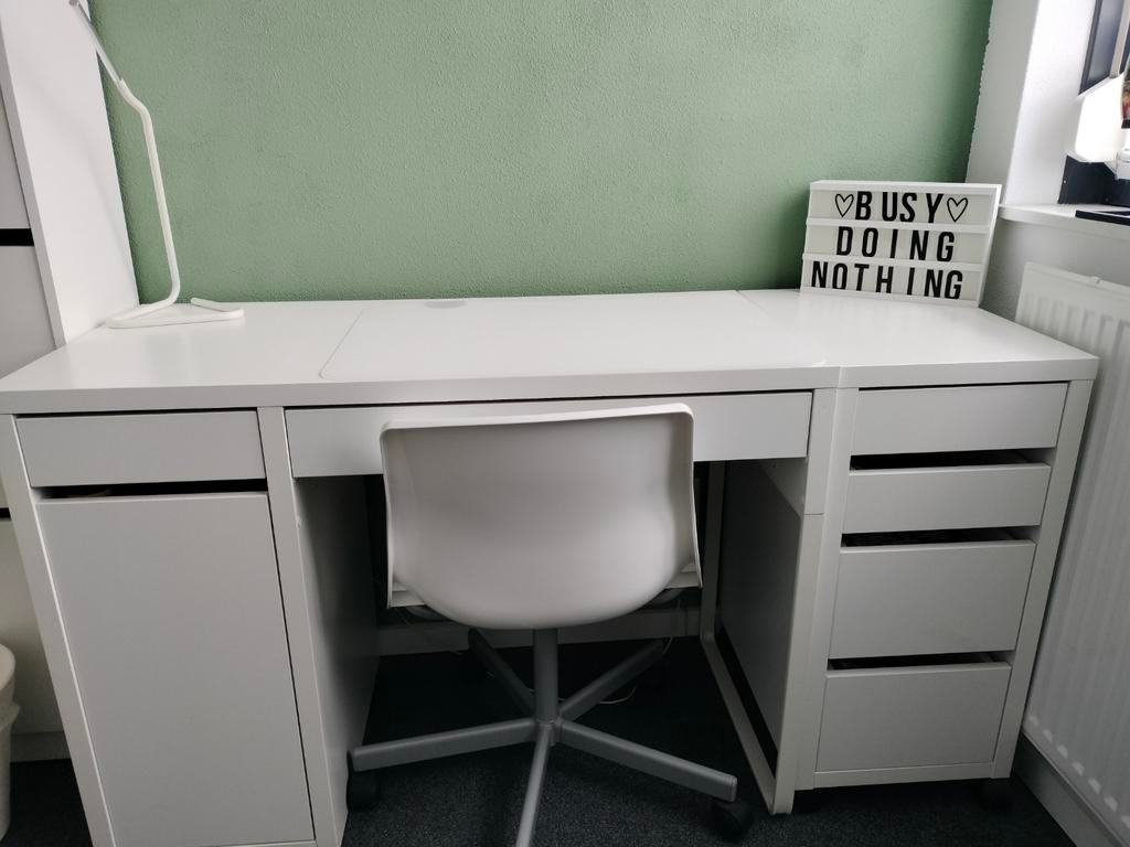 Ikea Micke bureau + Alex ladeblok + bureaustoel, Ophalen of Verzenden, Gebruikt