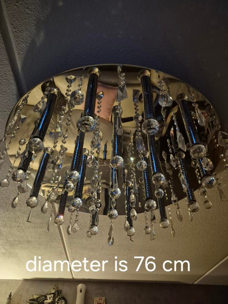 Grote kristallen plafondlamp 76 cm diameter, Ophalen