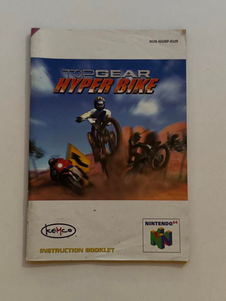 Top Gear Hyper Bike Nintendo 64 Handleiding, Spelcomputers en Games, Games | Nintendo 64, Gebruikt, Racen en Vliegen, 1 speler