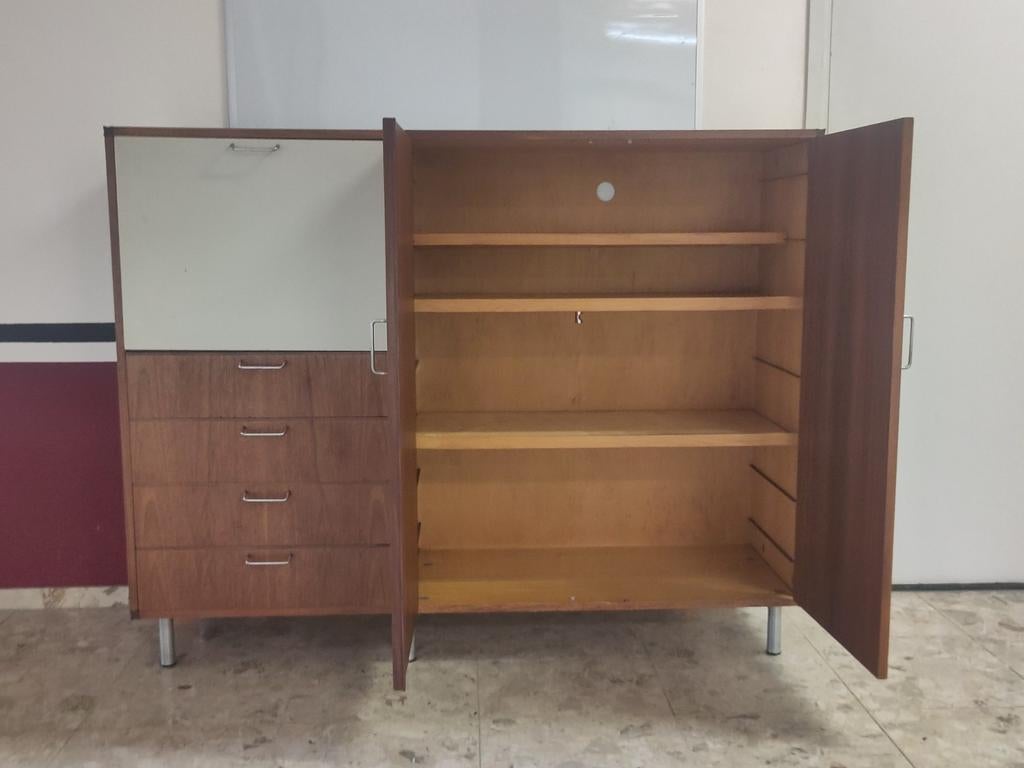 Vintage Pastoe kast CT71 Made to Measure wandkast hout teak, Ophalen, Gebruikt, ., 100 tot 150 cm