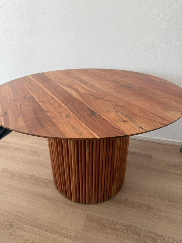 Houten ronde eettafel JAPANDI, Ophalen, Rond, Zo goed als nieuw, 75 cm of meer