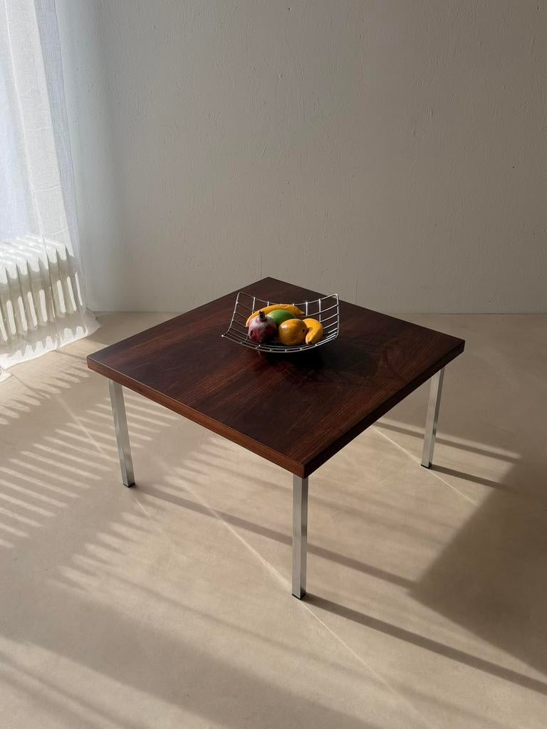 Vintage palissander salontafel jaren 60 chroom design, Ophalen of Verzenden