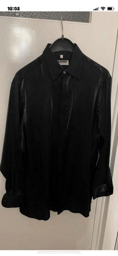 Angelo Litrico Zwart Overhemd Maat L nieuw, Ophalen, Gedragen, Zwart, Halswijdte 41/42 (L)