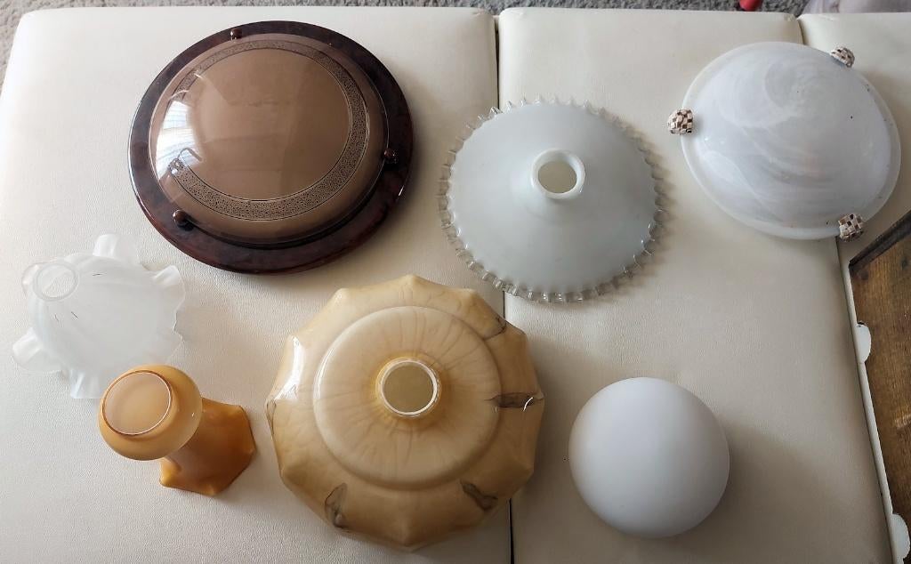 Lamponderdelen en plafonnieres, Huis en Inrichting, Lampen | Plafondlampen, Ophalen, Gebruikt, Glas