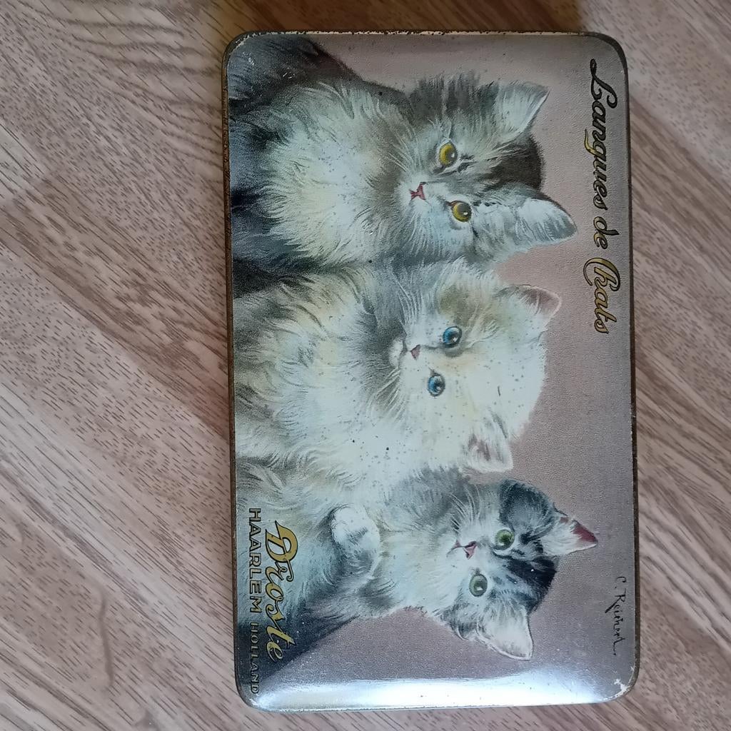 Droste blikje met katjes, Langues de Chats, Verzamelen, Blikken, Ophalen of Verzenden