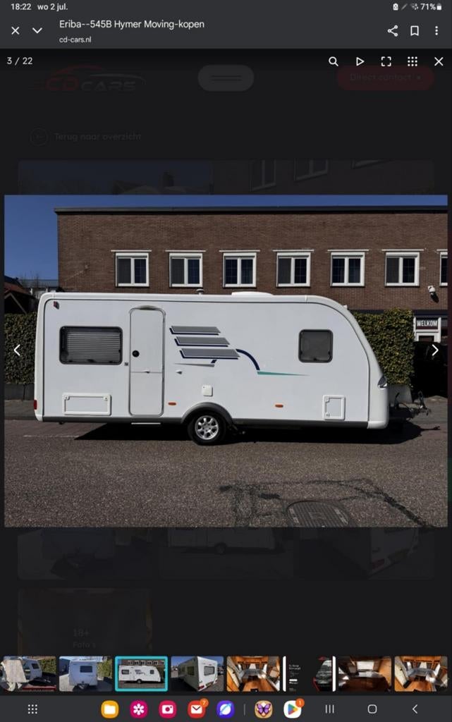 Eriba Hymer Moving Caravan - Compact en Comfortabel!, 7 tot 8 meter, Particulier, Vast bed, Hymer