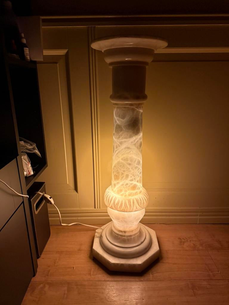 Marmere zuil met verlichting erin vintage, Ophalen, Gebruikt