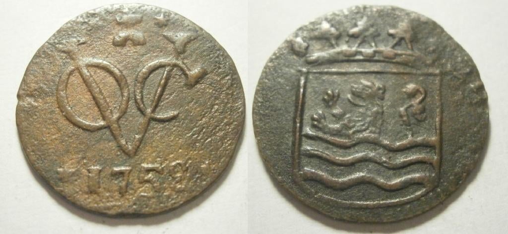 Zeeland VOC Duit raar jaartal - lees, Postzegels en Munten, Munten | Nederland, Losse munt, 1 cent, Vóór koninkrijk, Ophalen of Verzenden
