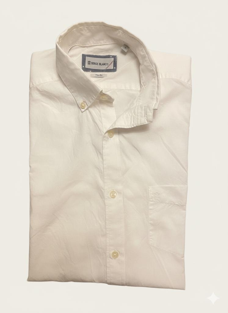 Serge Blanco Premium White Button-down Shirt – Maat [L], Ophalen, Wit, Zo goed als nieuw, Serge Blanco