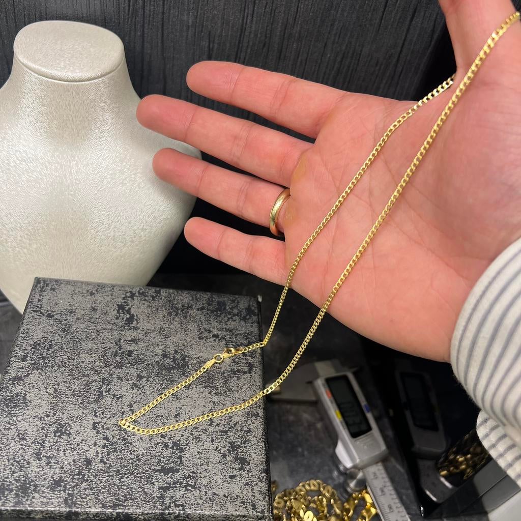 14k gouden ketting cuban schakel collier, Ophalen of Verzenden, Zo goed als nieuw, Goud