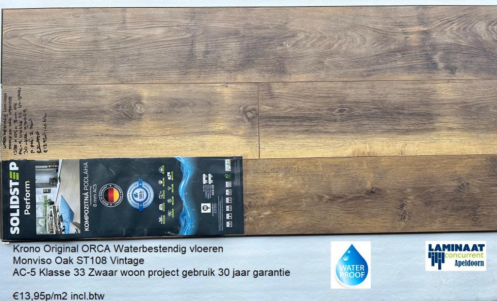 Waterbestendig Laminaat Monviso ST108 AC-5 8mm €13,95m2, Bruin, 75 m² of meer, Nieuw, Ophalen of Verzenden