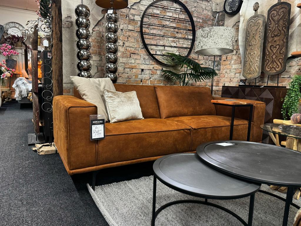 Lars 3 zits bank 224cm bull Camel ecoleder direct leverbaar, Ophalen of Verzenden, Nieuw