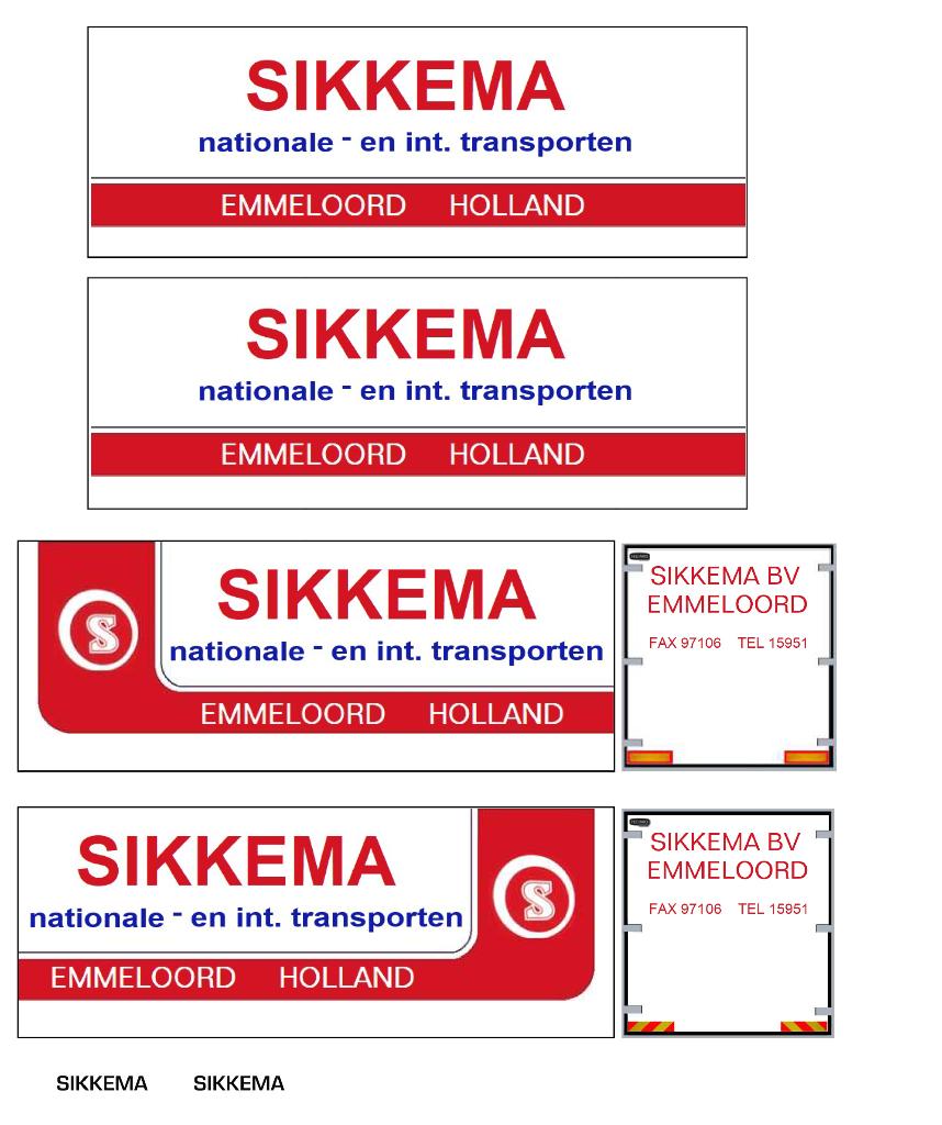 Vrachtauto decal 1:50 Sikkema Emmeloord ( combi ), Verzenden, Nieuw, Bus of Vrachtwagen, Overige merken
