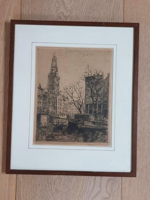 ets Martin van Waning Zuiderkerk toren Amsterdam Gesign RO., Antiek en Kunst, Ophalen