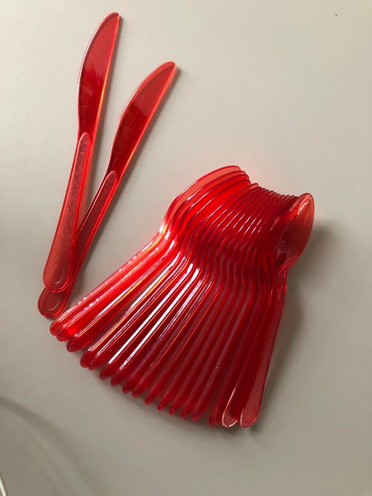 Wegwerpbestek set | Roze | 19-delig, Ophalen of Verzenden, Nieuw, Kunststof, Bestekset