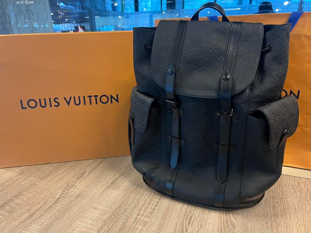 Originele Louis Vuitton Christopher MM Backpack NIEUW STAAT, Ophalen, 30 cm of meer, ., Zwart