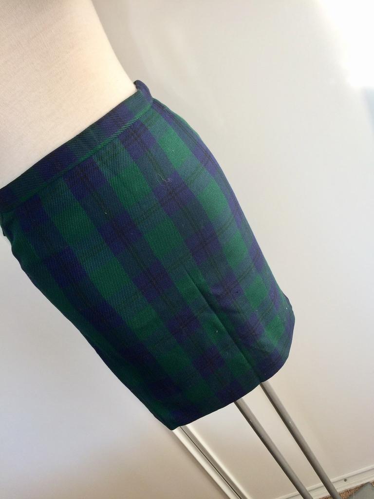 Vintage Schotse ruit rok xxs xs Groen blauw retro 32 34 176, Blauw, Ophalen of Verzenden, Zo goed als nieuw, Maat 34 (XS) of kleiner