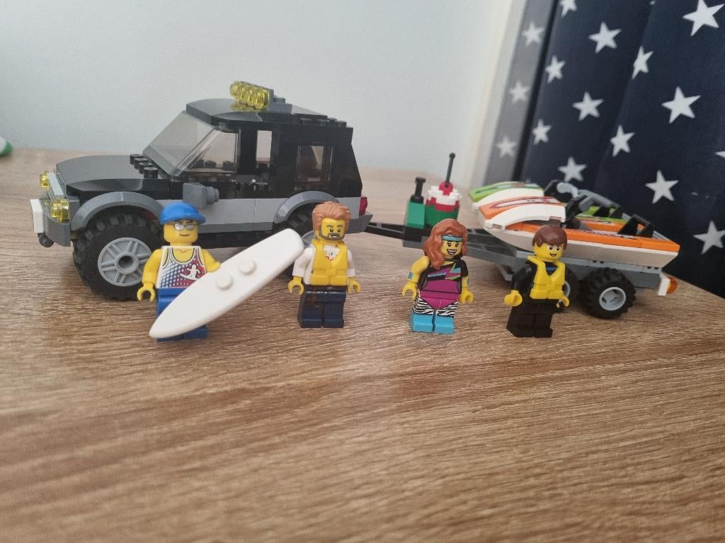 Lego city SUV met waterscooters, Ophalen, Zo goed als nieuw, Complete set, Lego