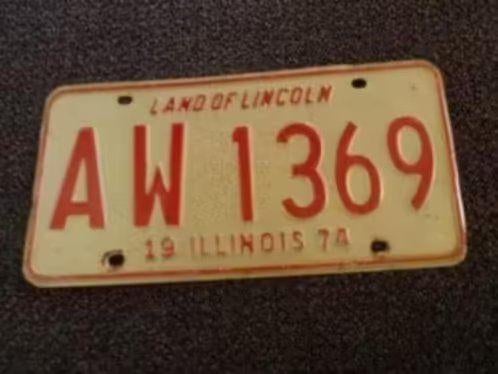 Kentekenplaat licenseplate Illinois 1974 USA, Verzenden, Gebruikt, Auto's