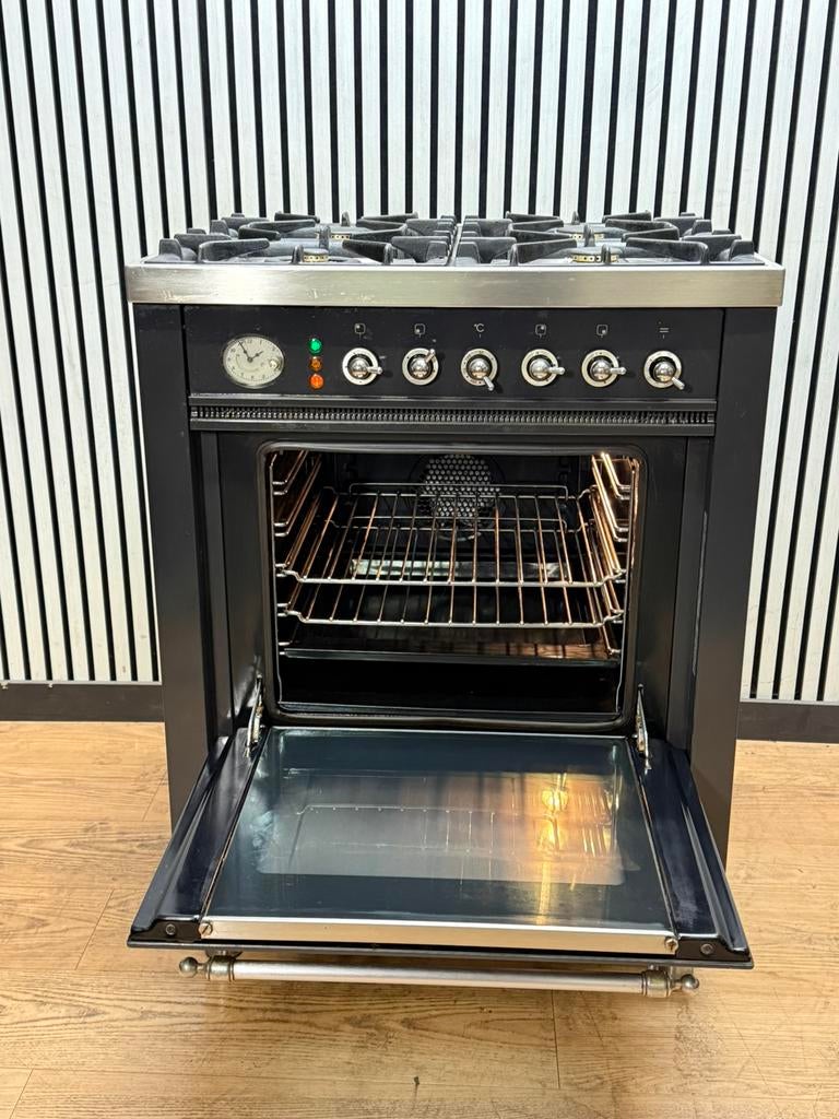 Luxe Boretti Fornuis 4 pits antraciet/chroom 70x60 cm, Fornello Esperta, Refurbished, Energieklasse A of zuiniger, Gas