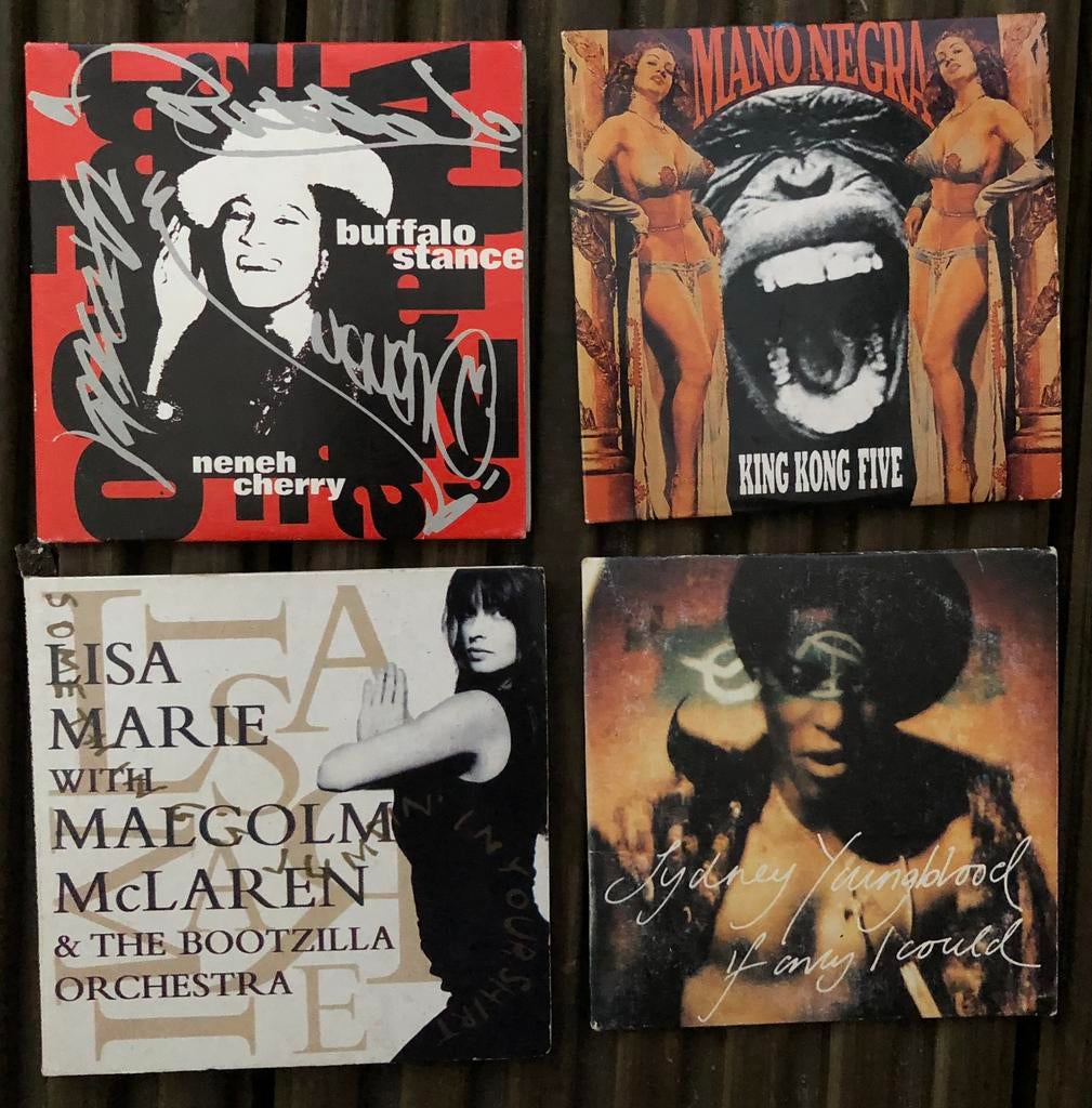 4 stuks van 3" CD singles: Mano Negra, Malcolm McLaren e.a., 2 t/m 5 singles, Ophalen of Verzenden, Gebruikt, Pop