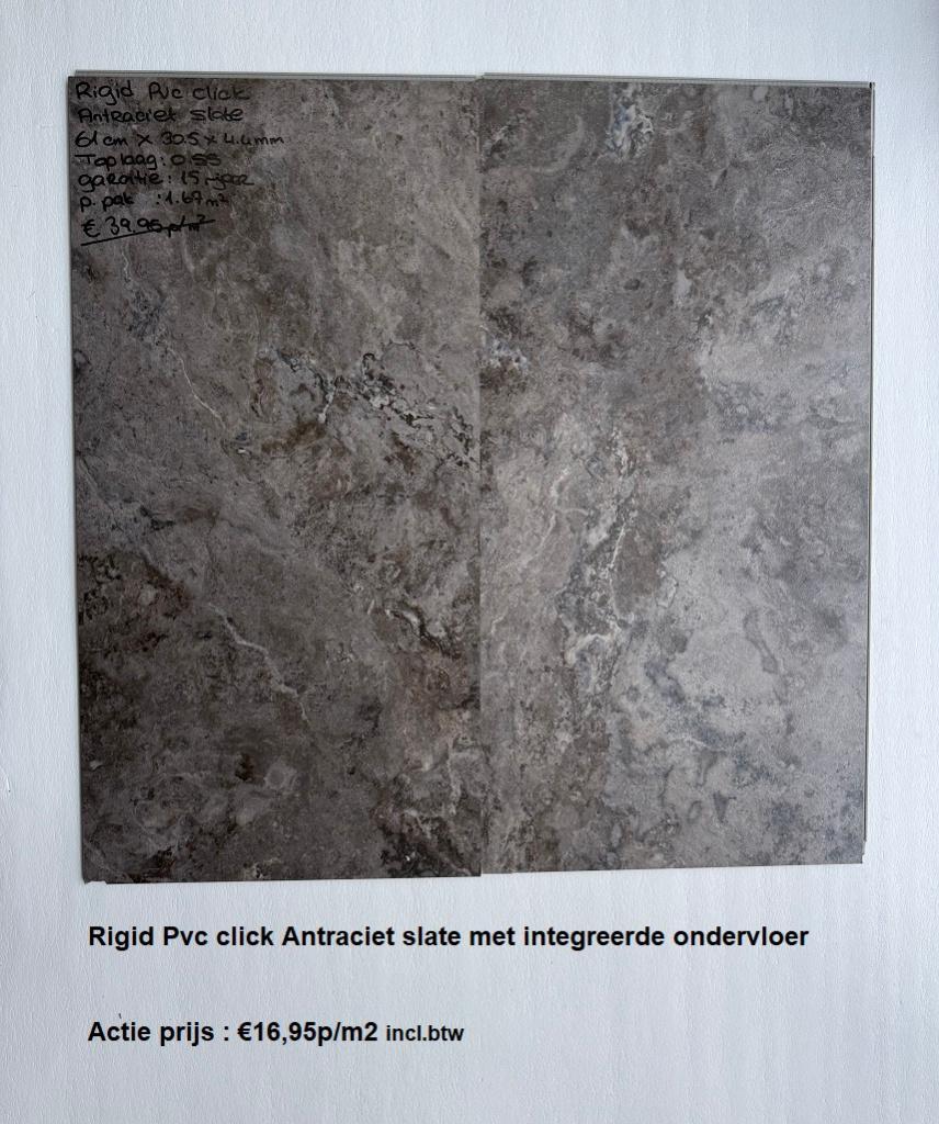 Deze week €16,95m2 Pvc Click Tegel Marmer Beige %60 Korting, 75 m² of meer, Wit, Nieuw, Ophalen of Verzenden