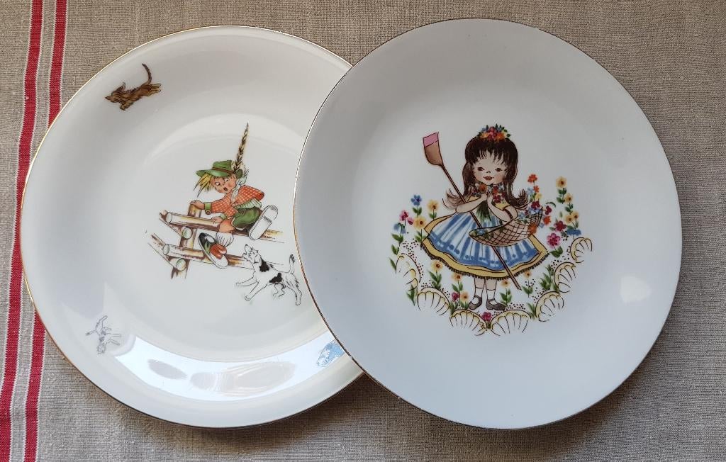 Vintage Kinderbordjes, Kahla, porselein, Ophalen of Verzenden