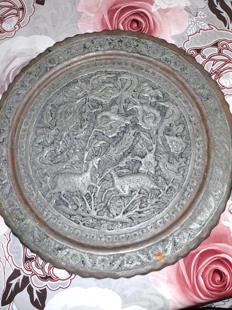 Mooi tinnen bord met afbeelding, Antiek en Kunst, Antiek | Tin, Ophalen of Verzenden