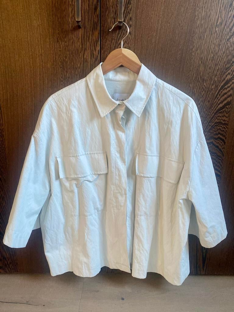 Nude wit leerlook jasje, Kleding | Dames, Jasjes, Kostuums en Pakken, Zo goed als nieuw, Jasje, Maat 38/40 (M), Wit, Ophalen of Verzenden