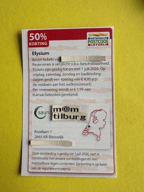 Elysium 50% korting, Drie personen of meer, Kortingsbon, Spa of Sauna