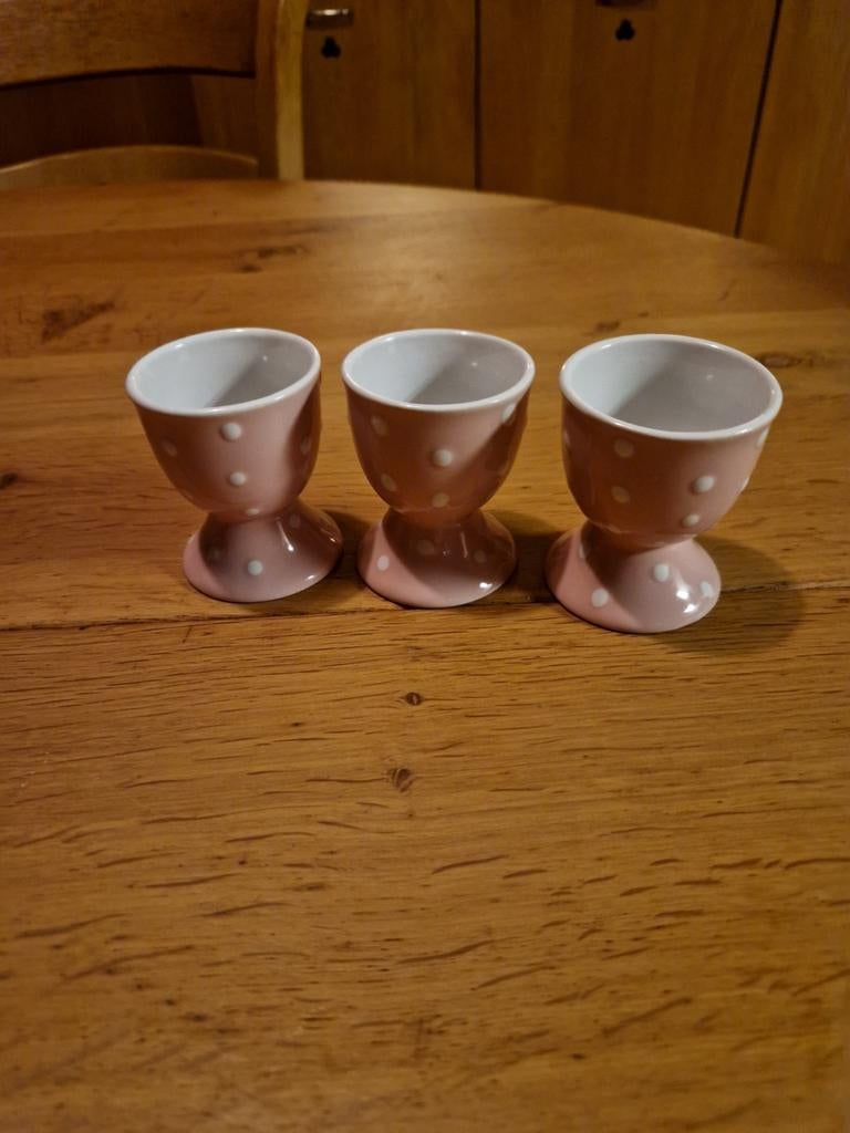 EIERDOPJES 🥚🥚 ROSE MET WITTE STIPPEN POLKADOT 3X, Ophalen of Verzenden, Overige stijlen, Overige typen