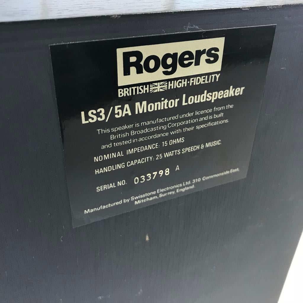Rogers LS3/5A Monitor Speakers – Swisstone 15 Ohm Label, Gebruikt, Minder dan 60 watt, Front, Rear of Stereo speakers, Ophalen