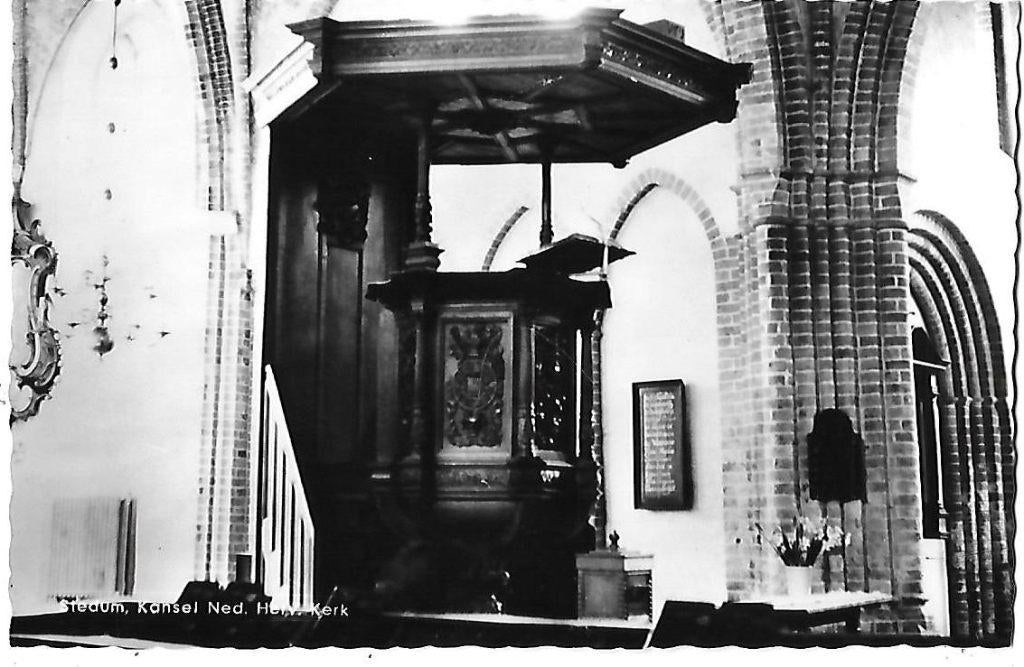 Stedum kansel ned herv kerk oude ansichtkaart ( 5061 )  -, Verzamelen, Ansichtkaarten | Nederland, Ophalen of Verzenden, 1940 tot 1960