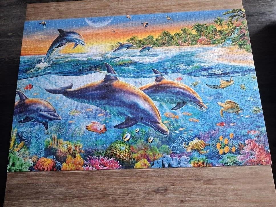 Jumbo puzzel dolfijnen 1500 stukjes, Ophalen, 500 t/m 1500 stukjes, Zo goed als nieuw