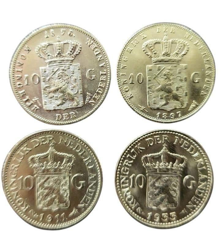 Nederland 10 Gulden goud 4 types, Ophalen of Verzenden, Goud