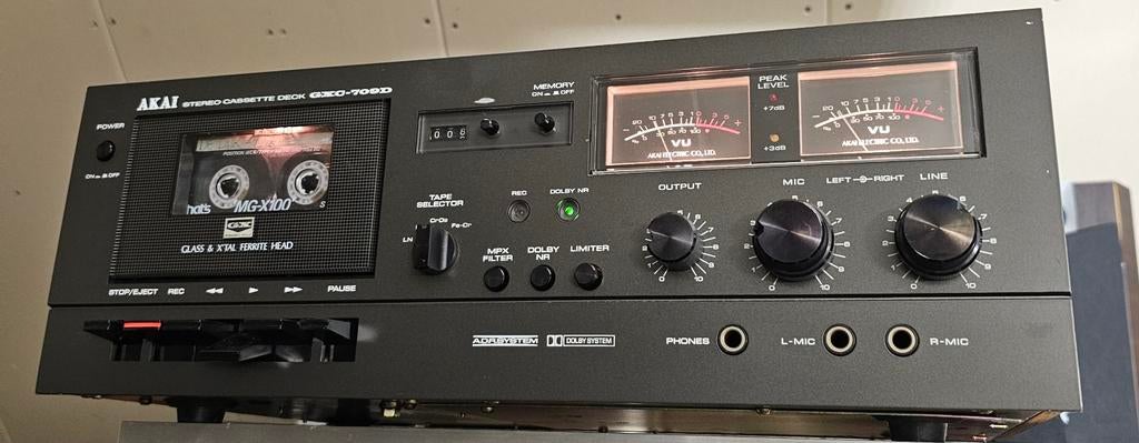 Akai GXC-709D Vintage Stereo Cassette Deck-Serviced-garantie, Tape counter, Enkel, Ophalen of Verzenden, Akai