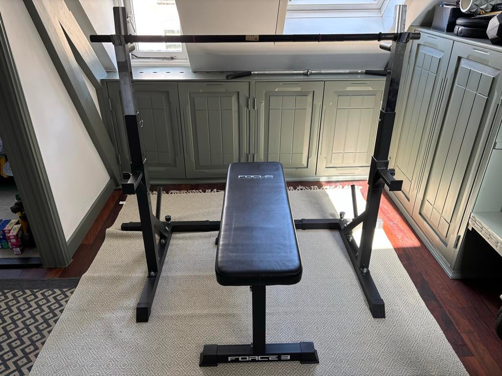 Bench press set met halter en bankje, Ophalen, Gebruikt, Borst, Overige typen