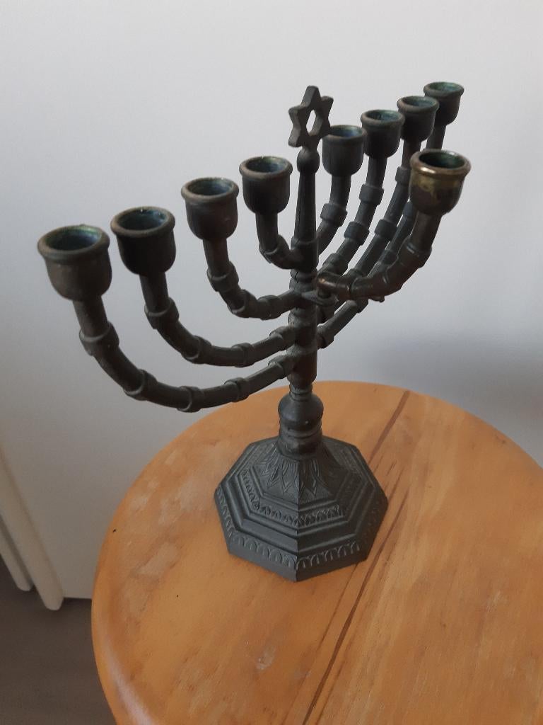 joodse kandelaar  voor 9 kaarsen, Ophalen of Verzenden, Koper of Brons
