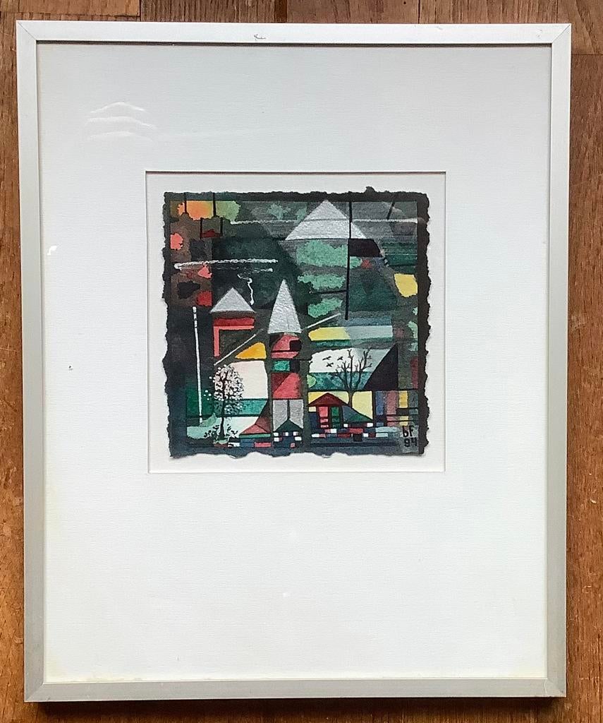 Stad, schilderij,  Bart Filet, abstract, monogram, Klee, Antiek en Kunst, Ophalen of Verzenden