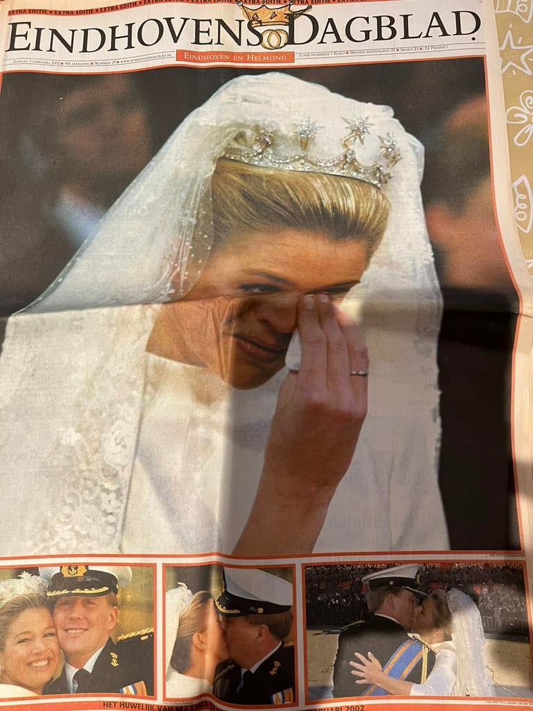Speciale krant ED huwelijk Maxima in 2002., Verzamelen, Koninklijk Huis en Royalty, Ophalen of Verzenden, Nederland, Overige typen