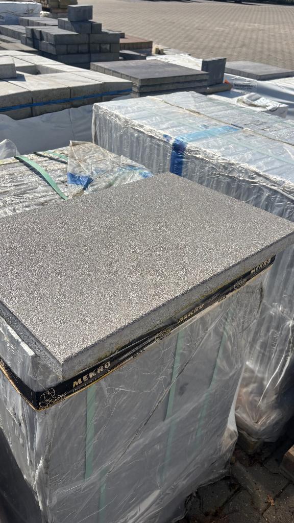 terrastegel licht grijs 60x60x4 Brest gecoat 26m2, Nieuw, Ophalen of Verzenden, 10 m² of meer, Beton