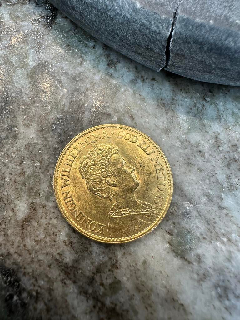 Prachtige gouden tientje Wilhelmina 1912, Koningin Wilhelmina, Losse munt, 10 gulden, Goud