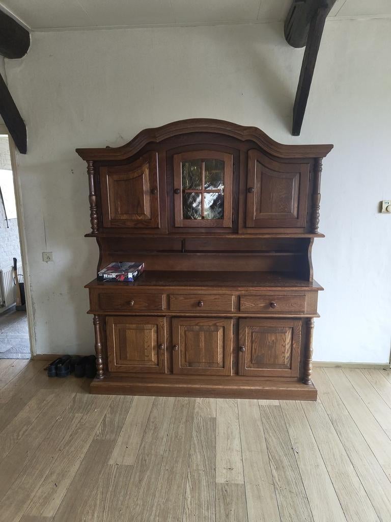 Massief Eiken Dressoir / Buffetkast - Klassiek Design, Ophalen, Gebruikt, 100 tot 150 cm, Eikenhout