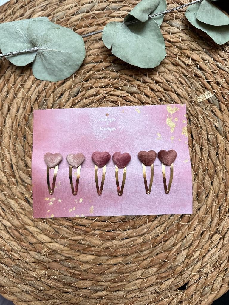 Haarknipjes & haarclipjes setje klikklak met velvet hart, Kinderen en Baby's, Kindermode-accessoires, Ophalen of Verzenden, Nieuw