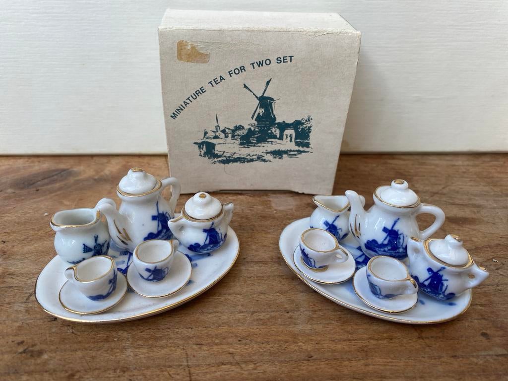 Delfts blauw miniatuur thee set (dubbel), Ophalen of Verzenden