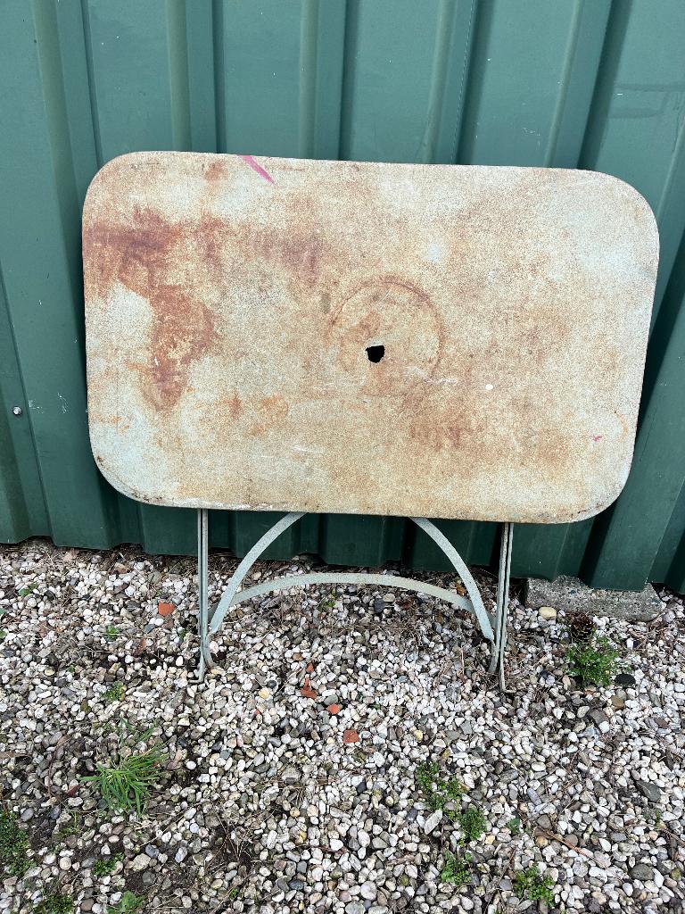 franse ijzeren bistrotafel, Tuin en Terras, Ophalen, Gebruikt, Rechthoekig, Metaal