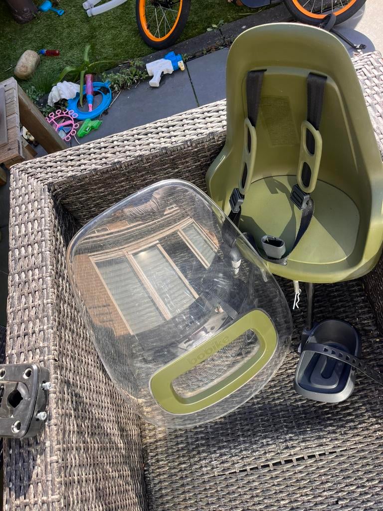 Bobike voorzitje en scherm, Fietsen en Brommers, Fietsaccessoires | Fietsstoeltjes, Ophalen, Voorzitje, 0 t/m 13 kg, Gebruikt